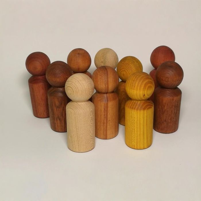 Multicultural Wooden Peg People - Pack of 10