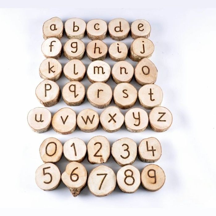 Handcrafted Wooden Letters And Numbers - Set of 36