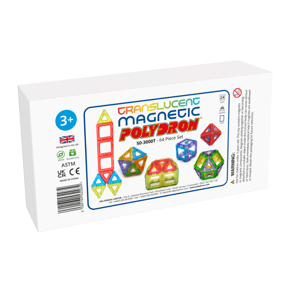 TRANSLUCENT MAGNETIC POLYDRON 64 PIECE SET