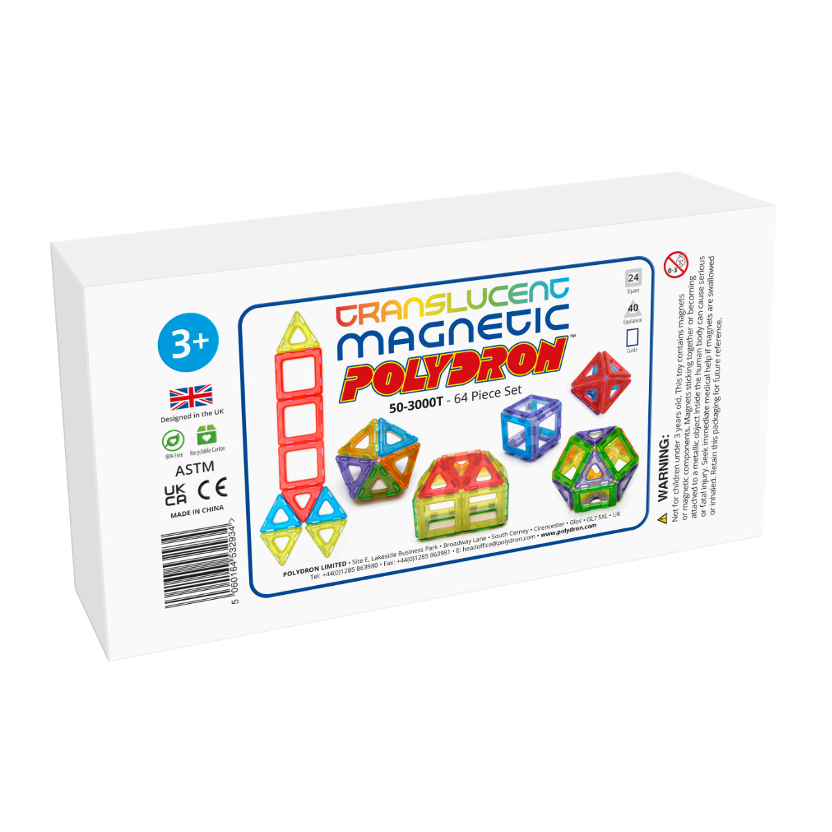 TRANSLUCENT MAGNETIC POLYDRON 64 PIECE SET