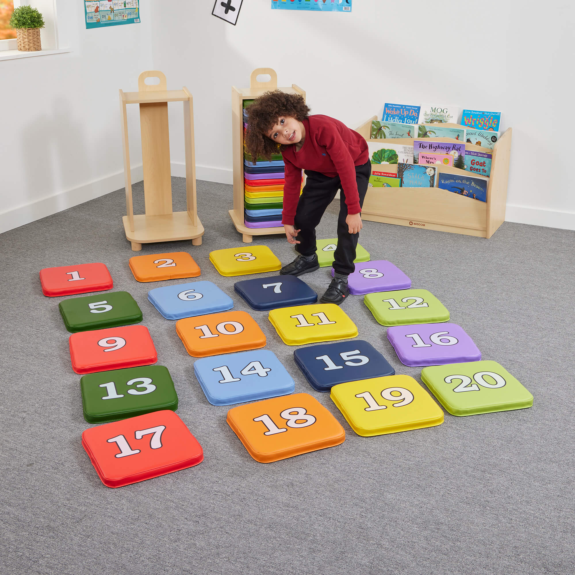 Rainbow Number Cushions and Storage Rack Set