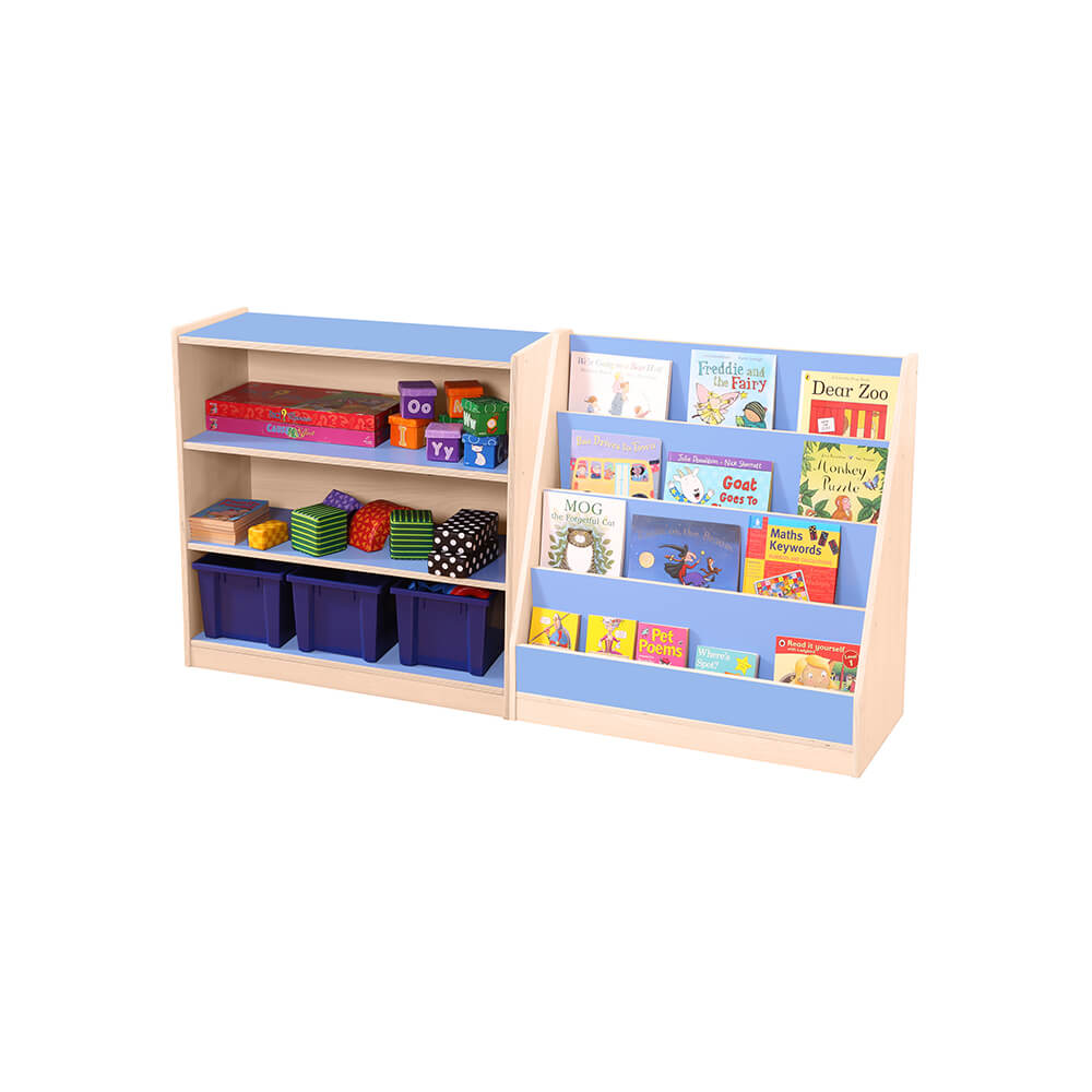 Blue/Maple 3 Shelf bookcase