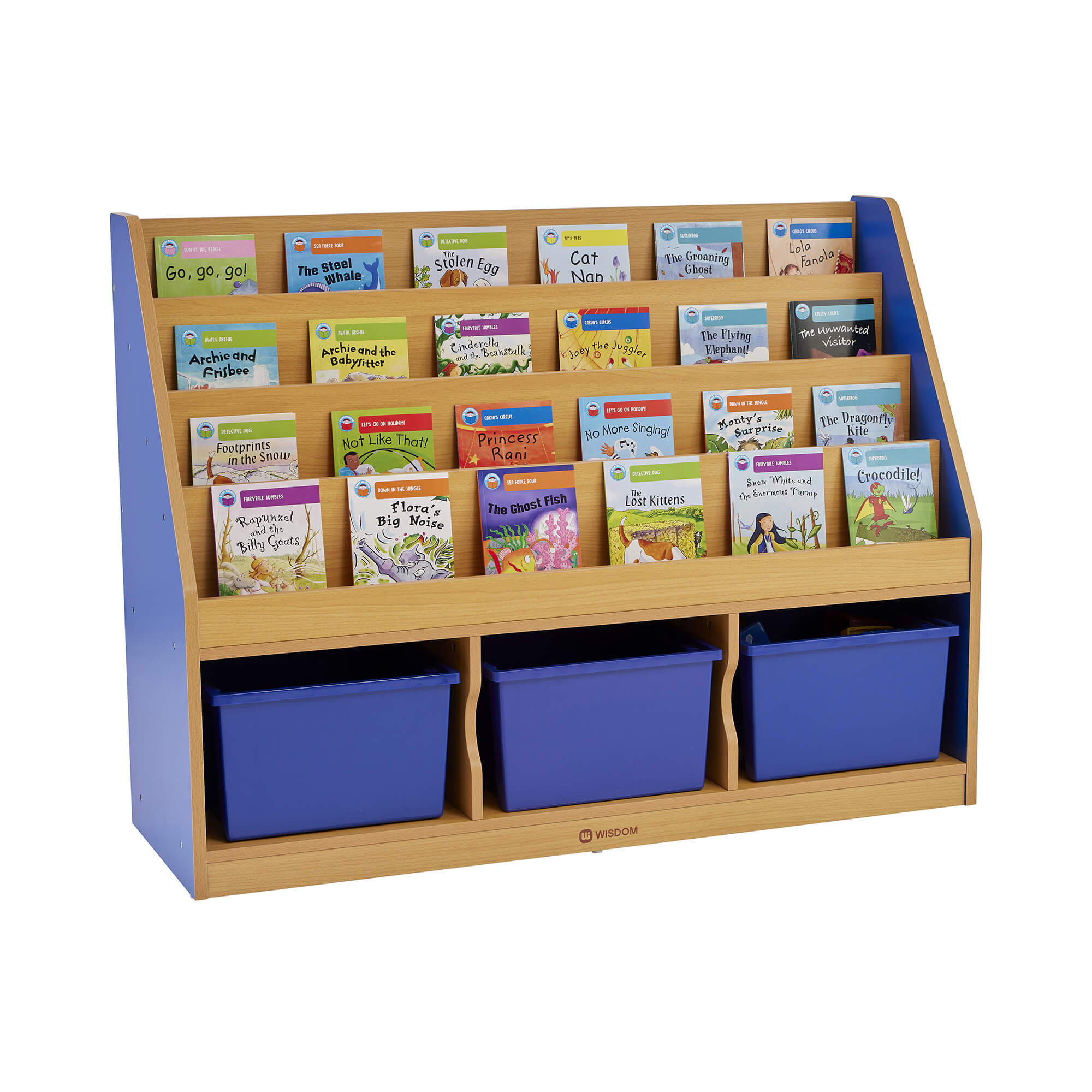 MILAN TIERED BOOKCASE - 3 BLUE TRAYS