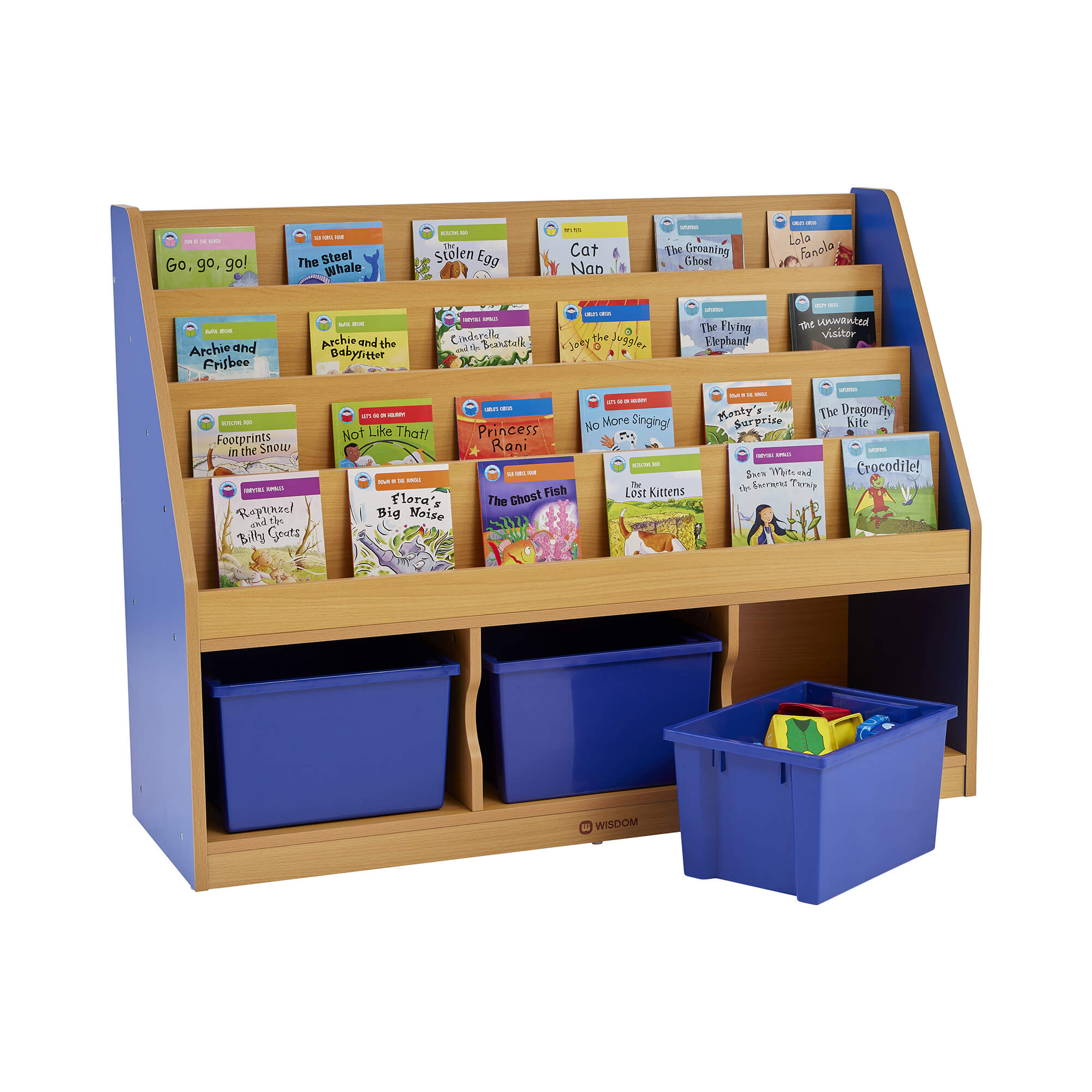 MILAN TIERED BOOKCASE - 3 BLUE TRAYS