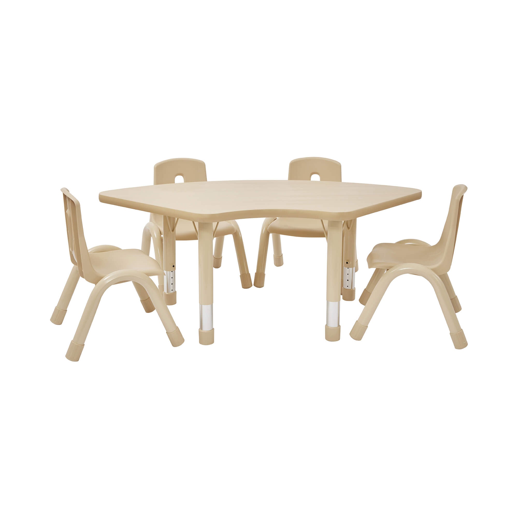 Height Adjus Fan table (1270 x 680mm) with 4 chairs - 260m