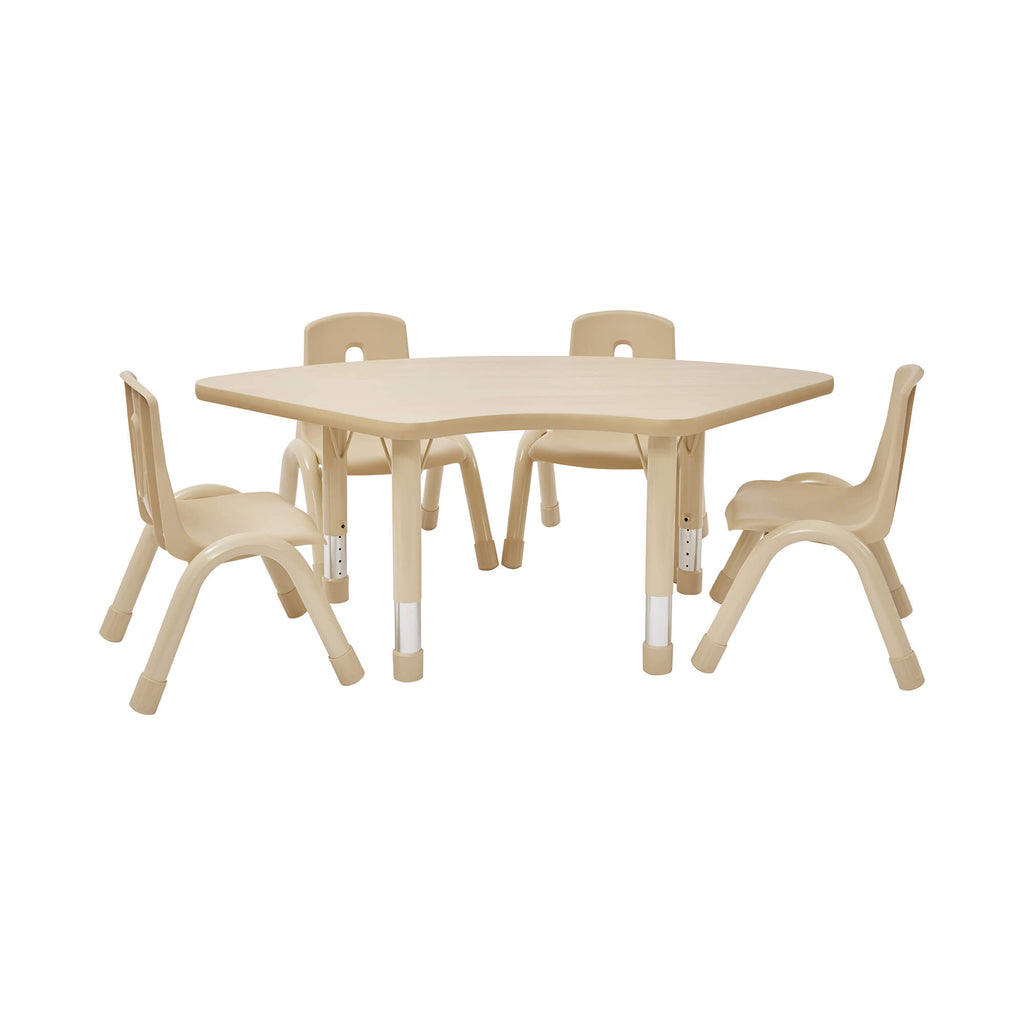 Height Adjust Fan table (1270 x 680mm)with 4 chairs - 350m