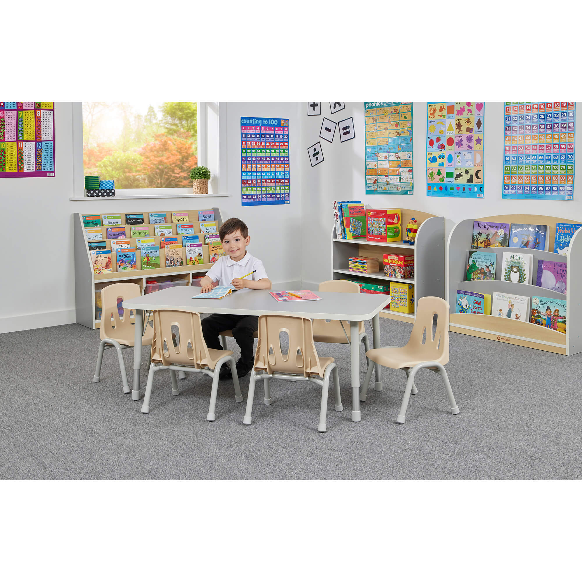 THRIFTY REC TABLE TOP150X60 WITH HEIGHTADJ LEGS-8PERSONS