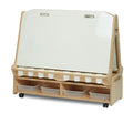 Double-sided 4 Station Whiteboard Easel with Low Storage Trolley