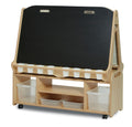 Double-sided 4 Station Chalk/Whiteboard Easel with Tall Easel Storage Trolley