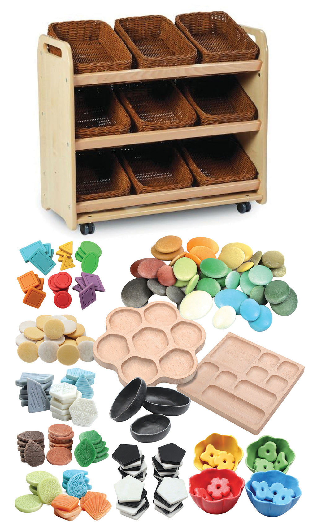 Tilt Tote Storage with 9 baskets plus PT1146 Loose Parts Kit