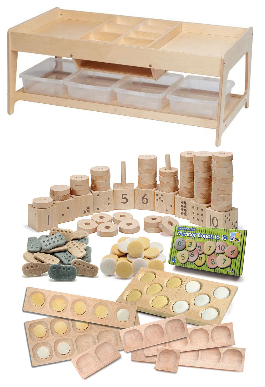 Investigative Play Table and 4 Clear Tubs + PT1145 Indoor Maths Kit