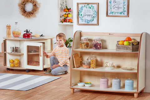 HOME FROM HOME TIERED SHELF UNIT WITH MIRROR BACK