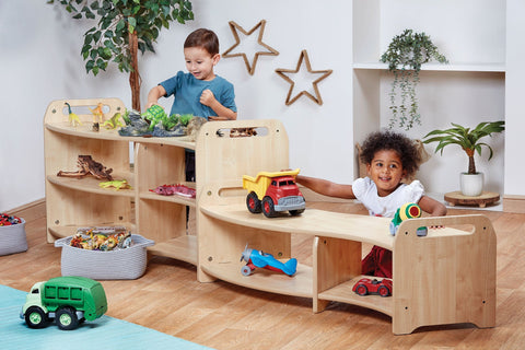 Low S-shape Open Sweep Shelving Unit