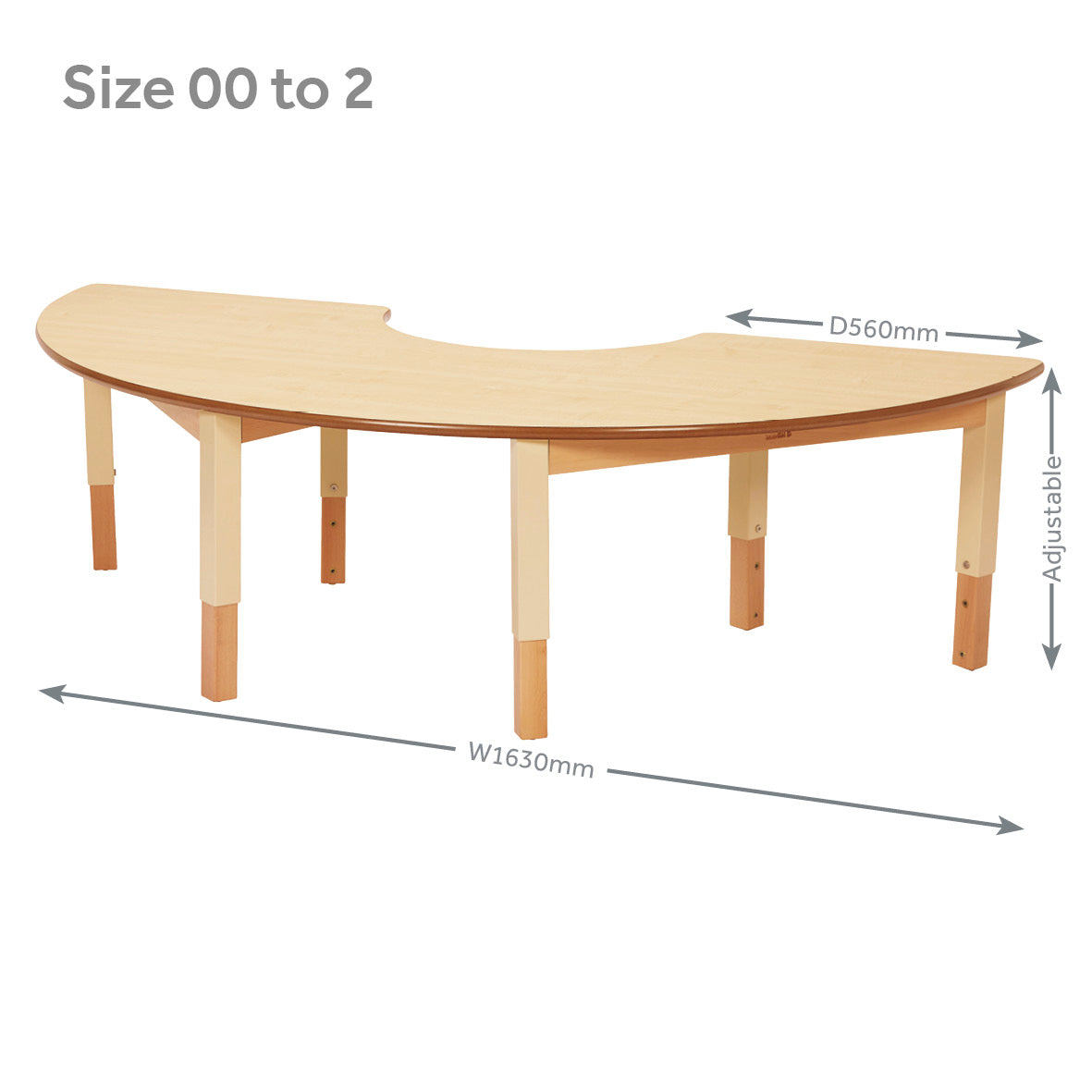 Semi Circle Table (W1630 x D560) Height Adjustable