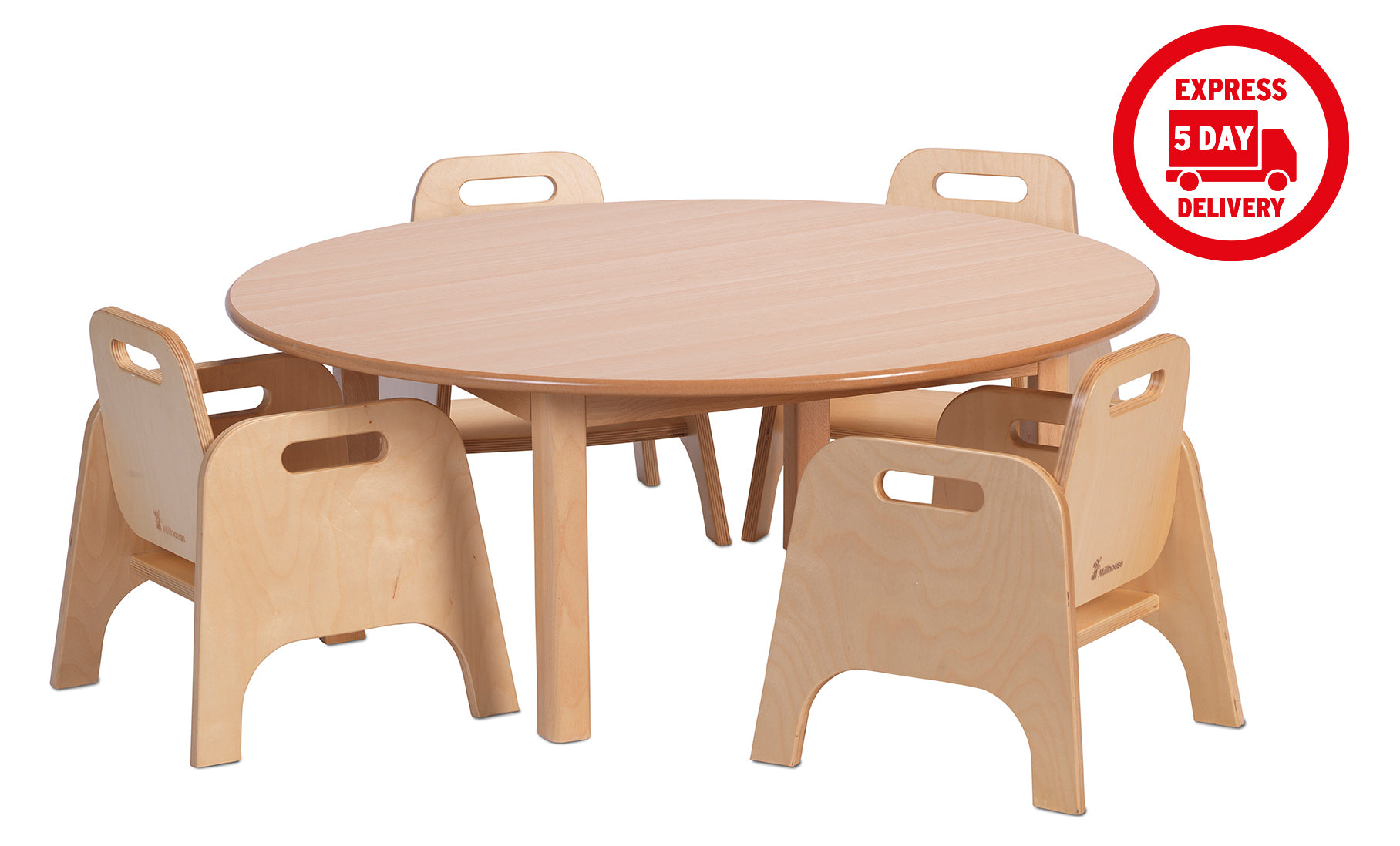 Medium Circular Table (900mm Diameter) + 4 Sturdy Chairs (H140mm)