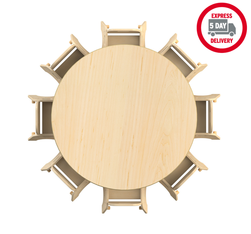 Large Circular Table (1200mm Diameter) + 8 Sturdy Chairs (H140mm)