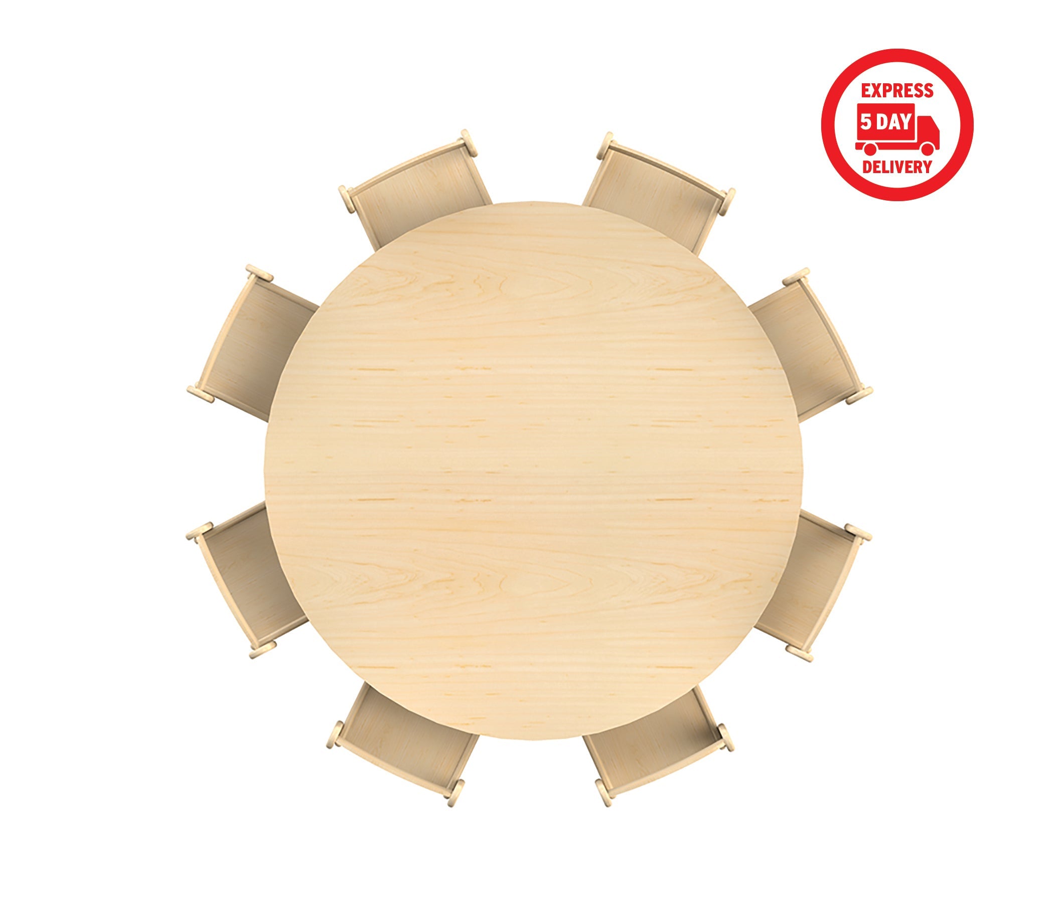Large Circular Table (1200mm Diameter) + 8 Beech Stacking Chairs (H210mm)