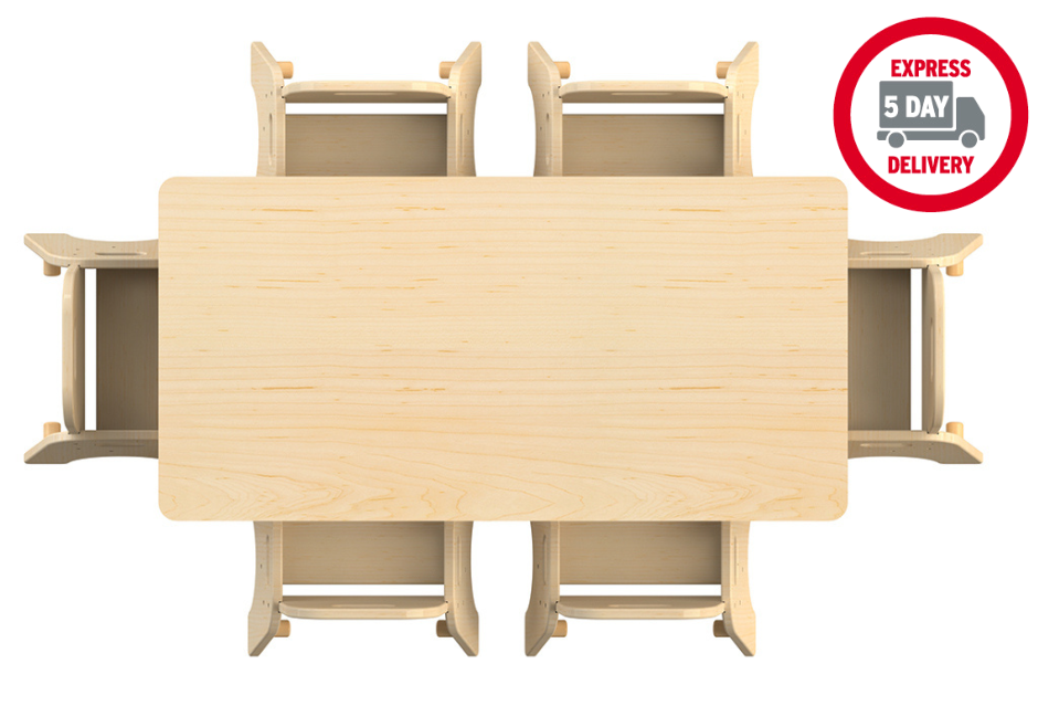 Medium Rectangular Table (W1120 x D560mm) + 6 Sturdy Chairs (H140mm)