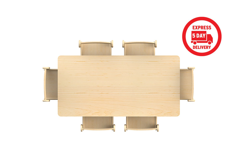 Medium Rectangular Table (W1120 x D560mm) + 6 Beech Stacking Chairs ( H210mm)