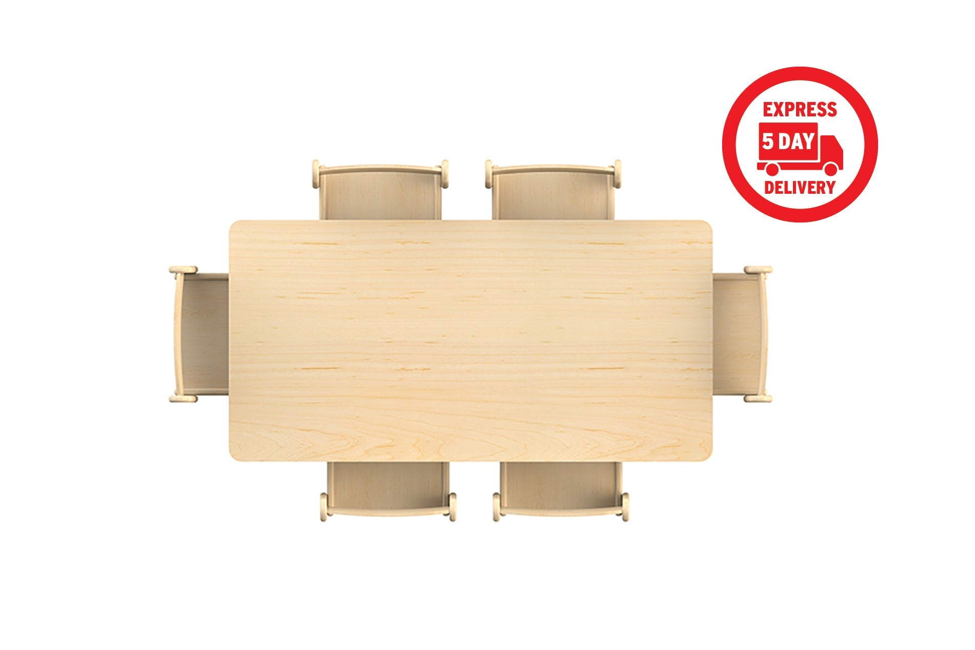 Medium Rectangular Table (W1120 x D560mm) + 6 Beech Stacking Chairs ( H260mm)