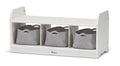 WHITE LOW STORAGE UNIT (3 LG ROPE BASKETS)