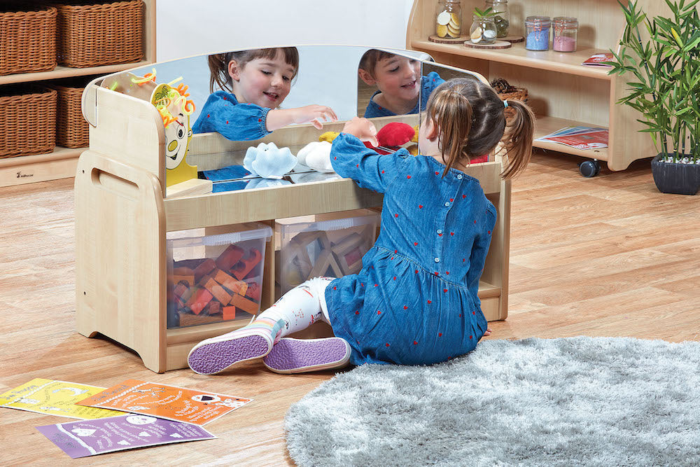 LOW SENSORY PLAY UNIT 3 CLEAR TUBS AND MIRROR SURROUND