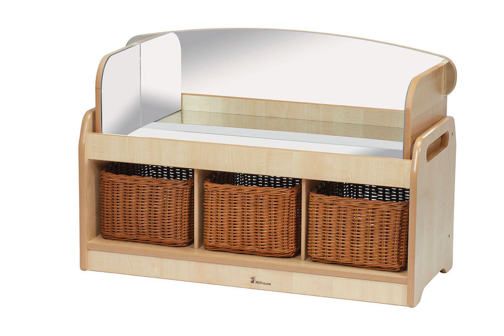 LOW SENSORY PLAY UNIT WITH 3 BASKETS AND MIRROR SURROUND