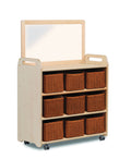 MOBILE SHELF UNIT WITH TOP MIRROR ADD-ON AND 9 BASKETS