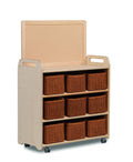 MOBILE SHELF UNIT WITH TOP DISPLAY ADD-ON AND 9 BASKETS