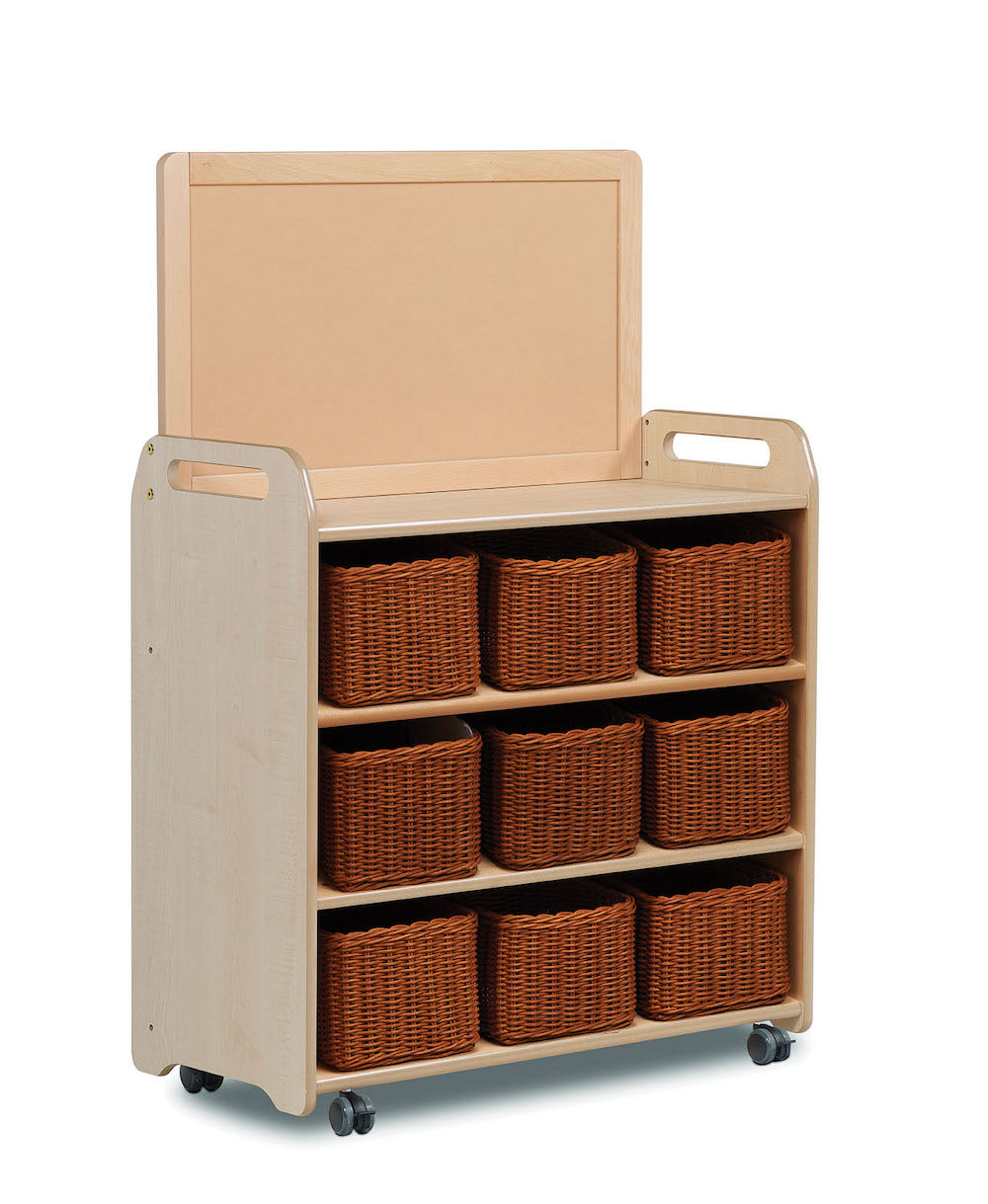 MOBILE SHELF UNIT WITH TOP DISPLAY ADD-ON AND 9 BASKETS