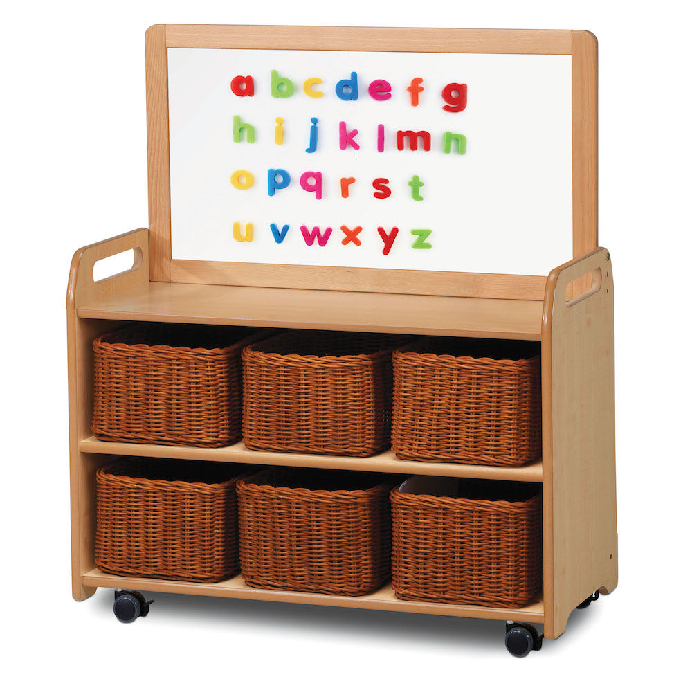 Mobile Unit With Top Magnetic Whiteboard Add-on WITH 6 BASKETS