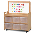 MOBILE UNIT WITH TOP MAGNETIC WHITEBOARD ADD-ON 6 CLEAR TUBS