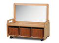 Mobile Mirror Storage Unit with 3 Baskets
