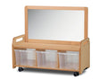 Mobile Mirror Storage Unit with 3 Clear Tubs