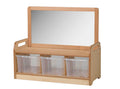 Low Mirror Storage Unit with 3 Clear Tubs