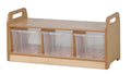 LOW LEVEL STORAGE BENCH WITH 3 CLEAR TUBS