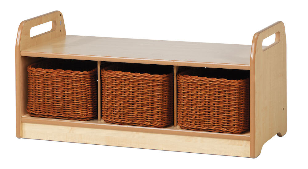 LOW LEVEL STORAGE BENCH WITH 3 BASKETS