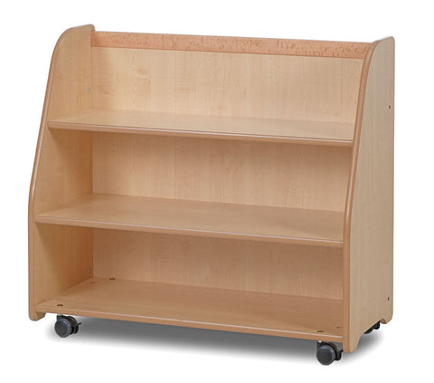 MOBILE TIERED SHELF UNIT WITH MIRROR BACK (EMPTY)