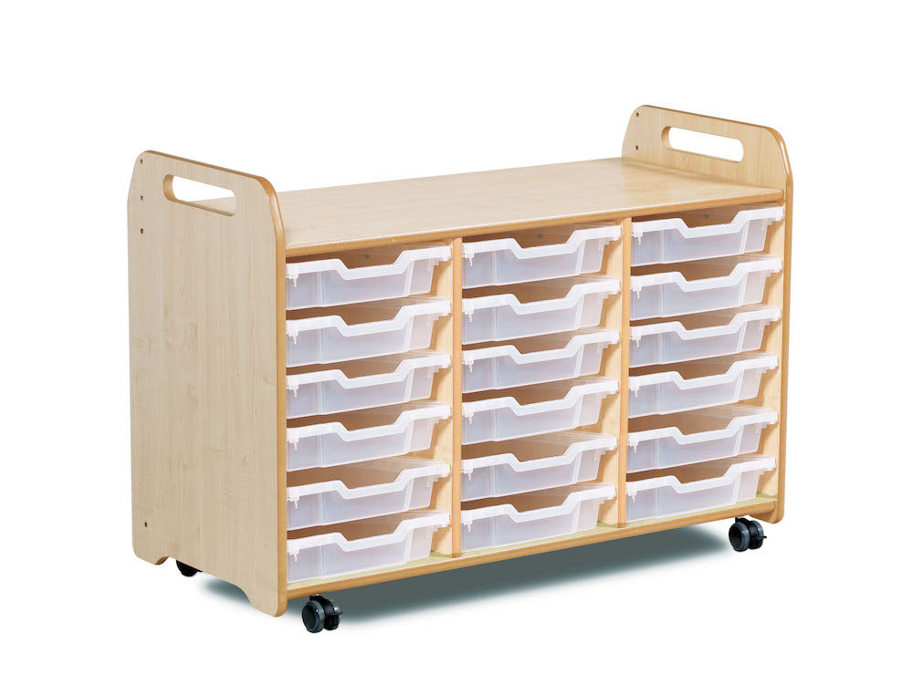 Tray Storage Unit (3 column, 730mm height) with 18 Shallow Trays