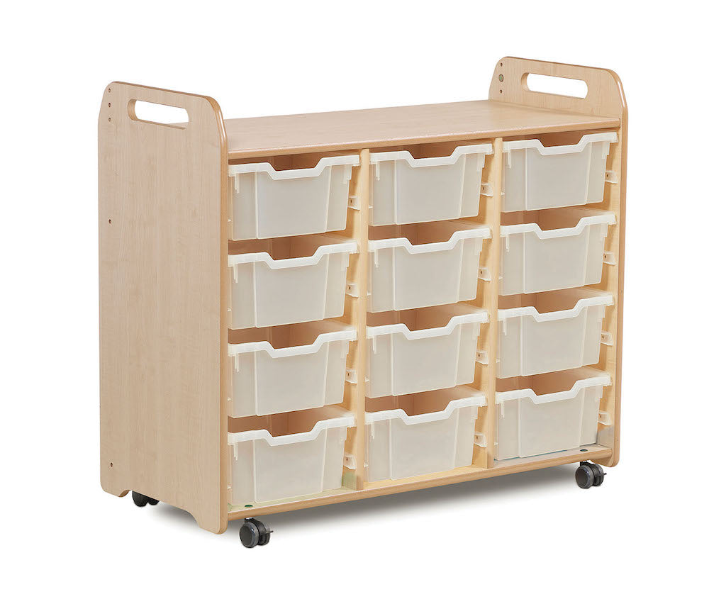 Tray Storage Unit (3 column, 900mm height) with 12 Deep Trays