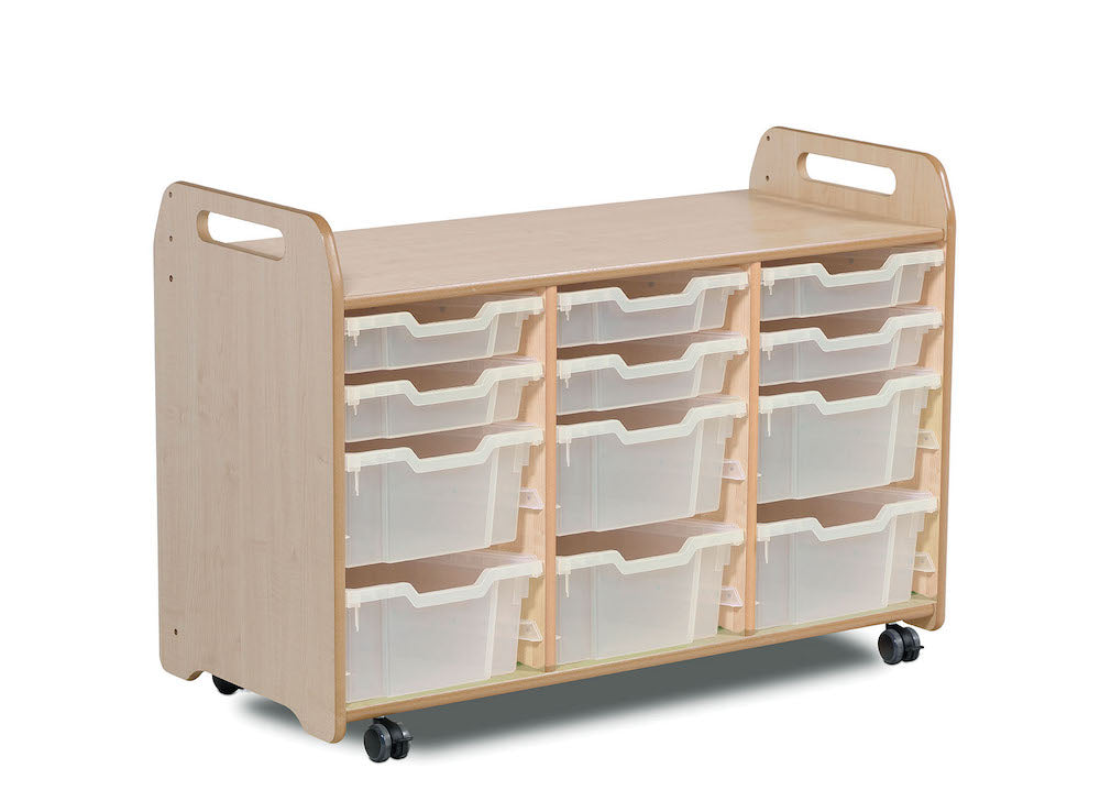 Tray Storage Unit (3 column, 730mm height) with 6 Shallow and 6 Deep Trays