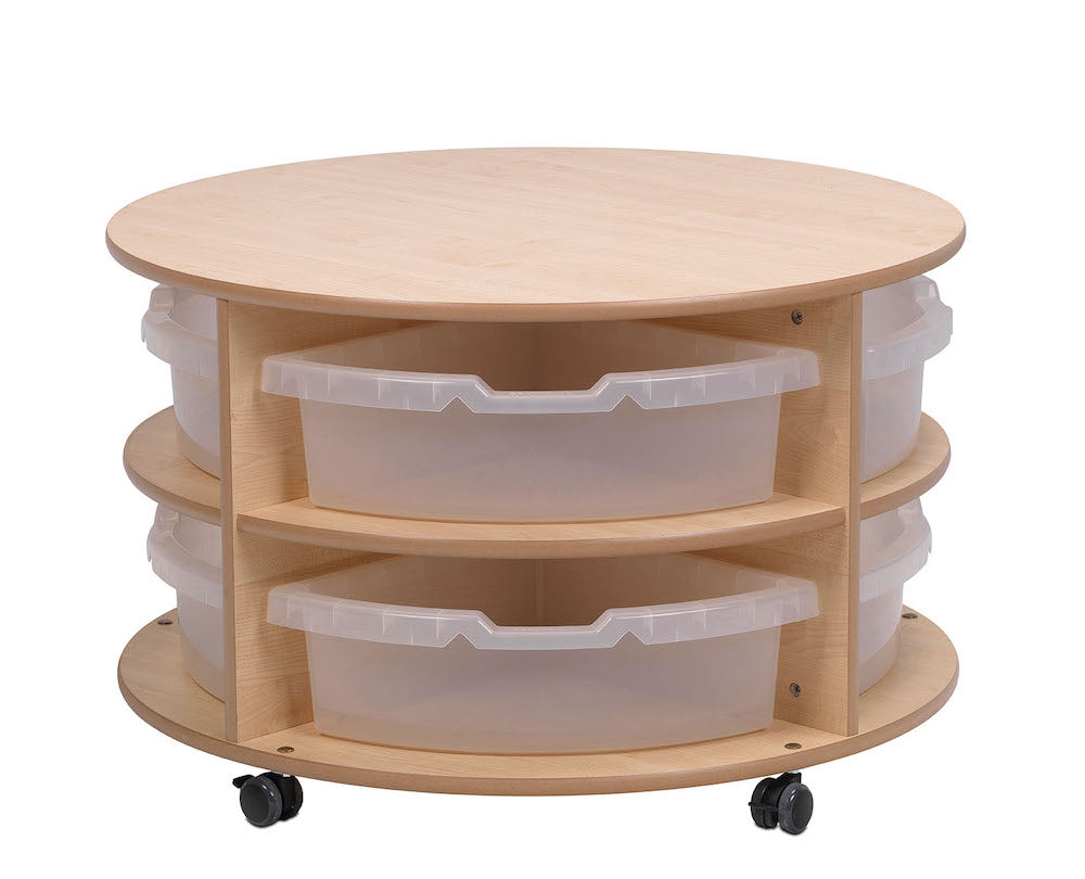 DOUBLE TIER MOBILE CIRCULAR STORAGE UNIT PLUS CLEAR TUBS AND PT1146 LOOSE PARTS KIT
