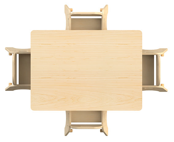 Small Rectangular Table (L960 x W695 x H320mm) + 4 Sturdy Chairs (H140mm)