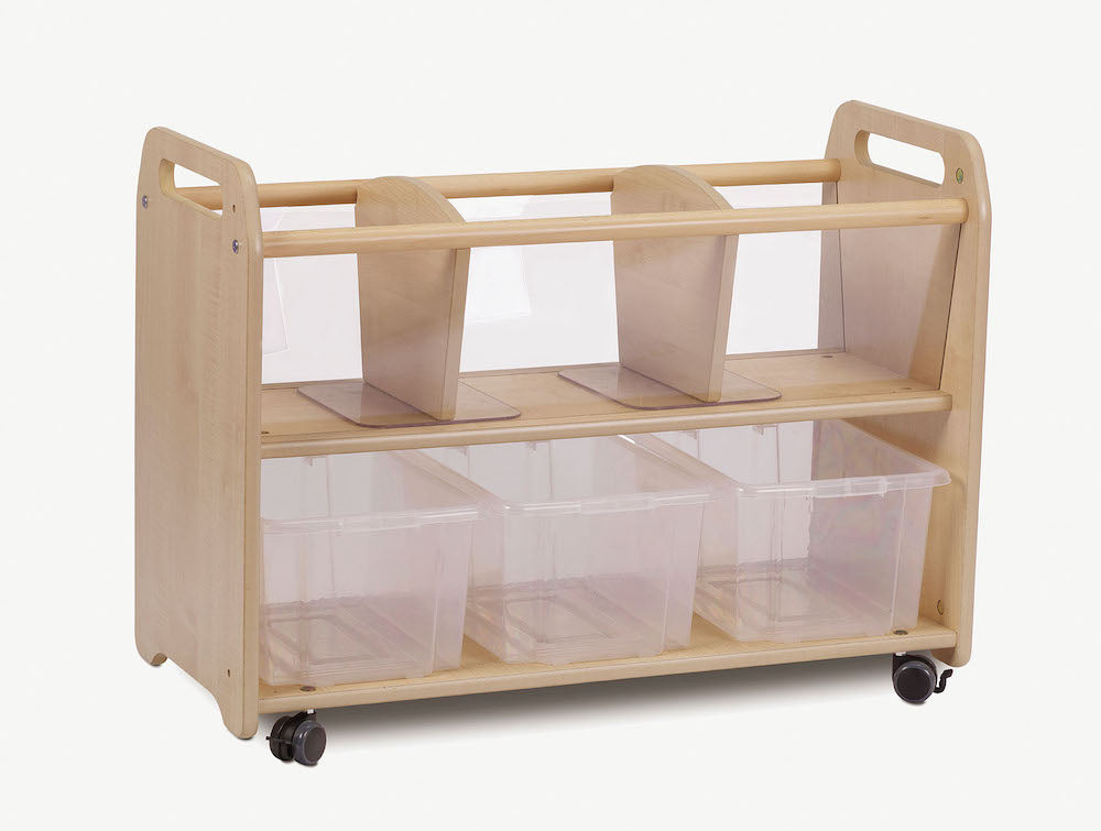 MOBILE CLEAR VIEW STORAGE UNIT WITH 3 CLEAR TUBS