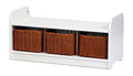 LOW LEVEL STORAGE BENCH WITH 3 BASKETS (WHITE)