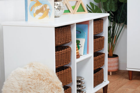SHALLOW BASKET TRAY STORAGE WITH 8 BASKETS (WHITE)