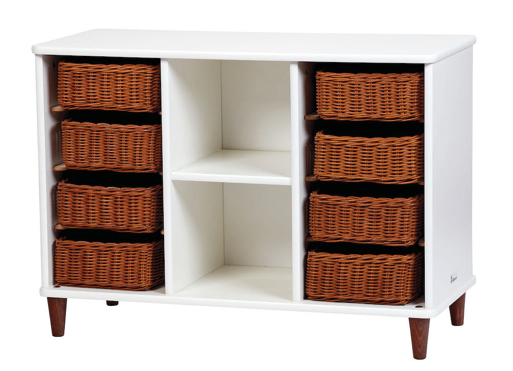 SHALLOW BASKET TRAY STORAGE WITH 8 BASKETS (WHITE)