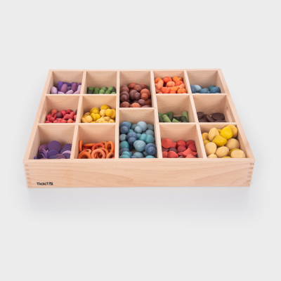WOODEN TREASURES SUPER SET + WOODEN SORTING TRAY (14-WAY)